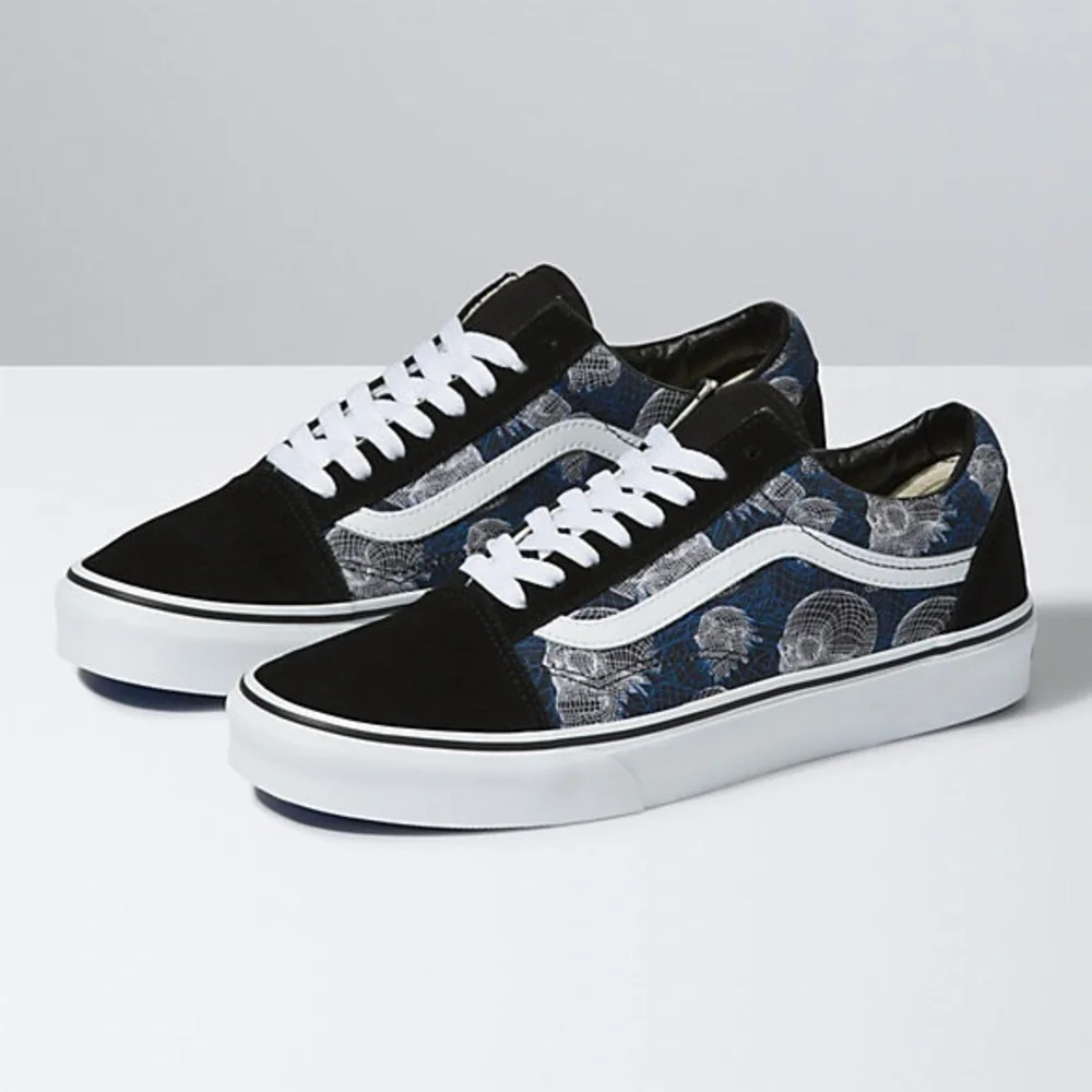 Vans Old Skool Unisex Suede Canvas Wireframe Black Sneakers Sz W 6.5 M 5 NEW
